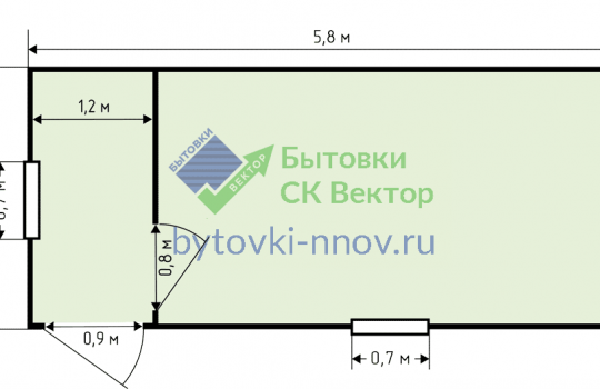 бытовка с 2 окнами 6х2.3 метра