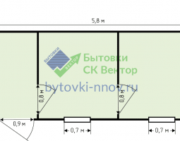 бытовка Б-09 - 2 перегородки, 2 окна